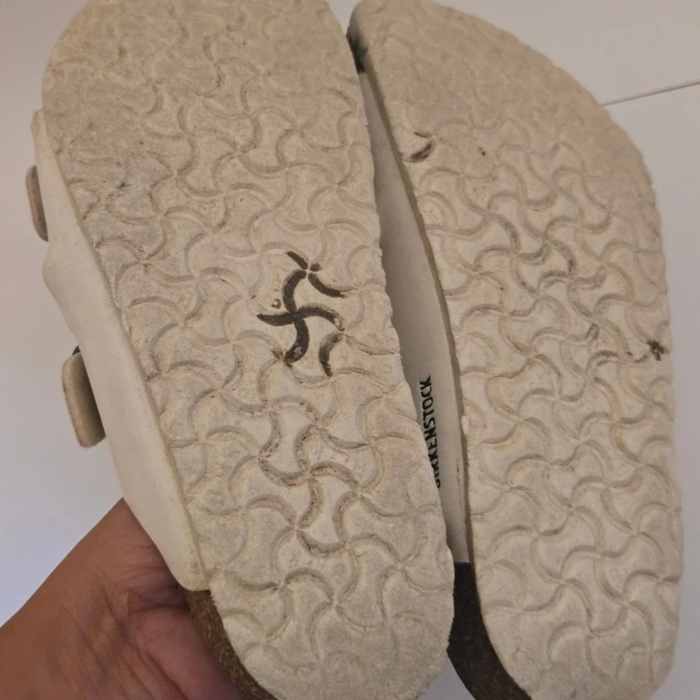 Birkenstock Arizona Kids White Birko-Flor Two Strap Sandals Size 32 L11 205